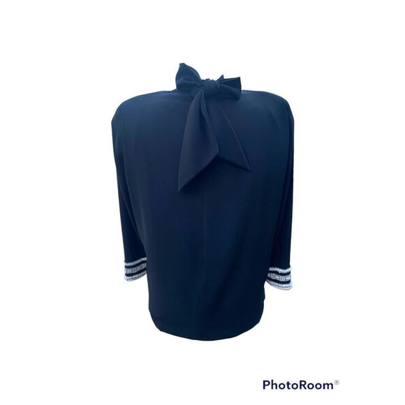 Bob Mackie Crepe Evening Tunic Beaded Cuffs Ties In Back Sz 8 Party Holidays Vin - Picture 6 of 9